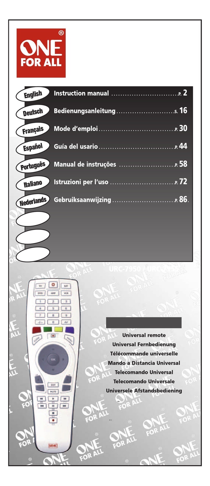 One Forall Universal remote instruction manual