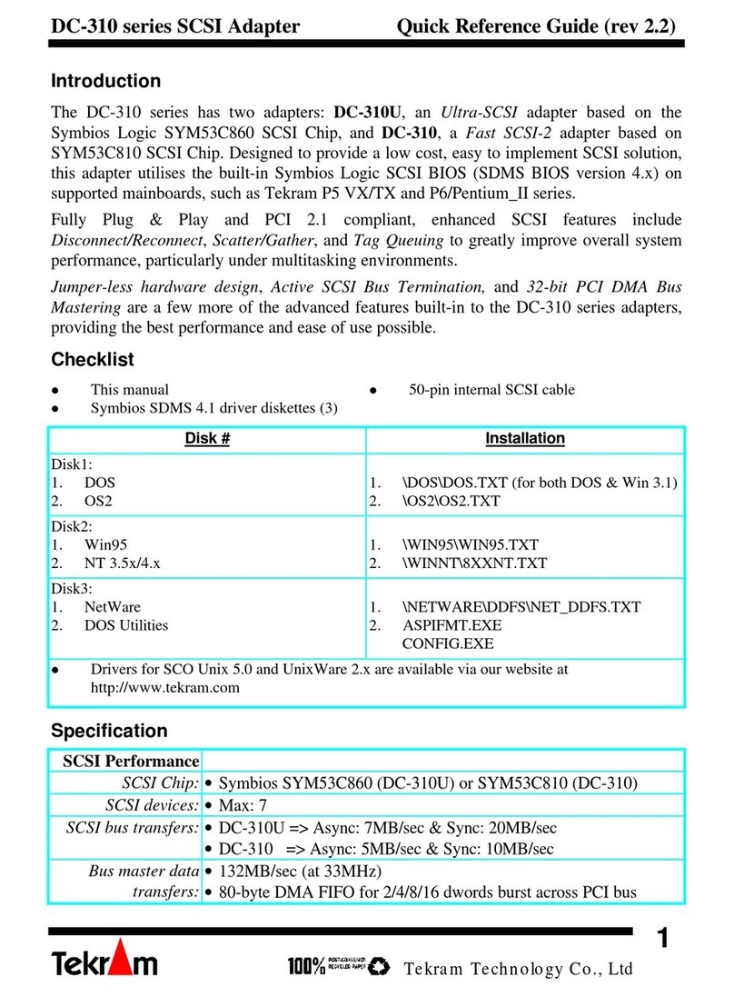 Tekram Technology DC-310 series Quick reference guide
