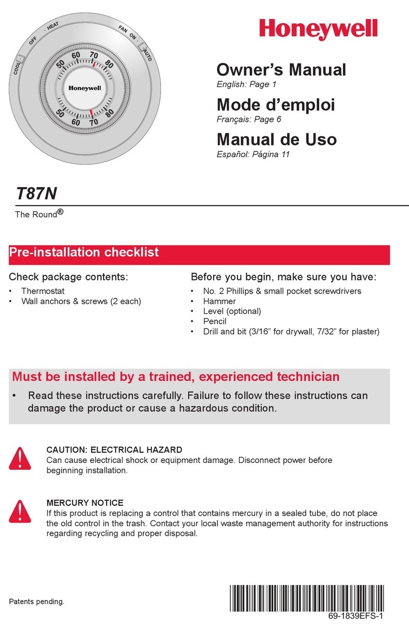 Honeywell t87n the round User manual Honeywell t87n the round User manual