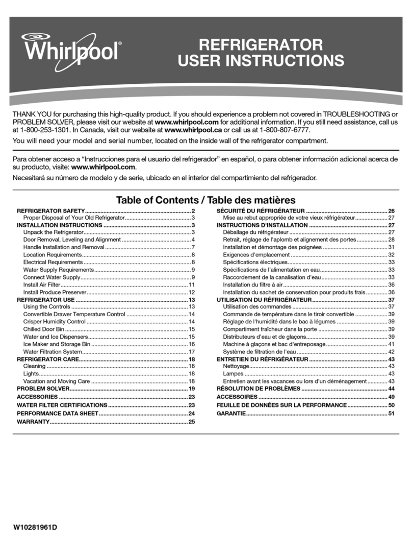 Whirlpool REFRIGERATOR User manual Whirlpool REFRIGERATOR User manual