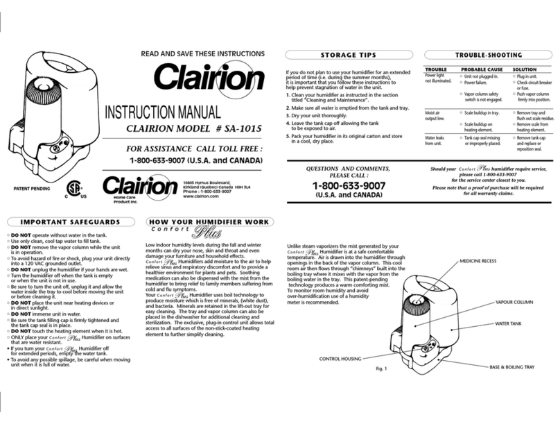 CLAIRION SA-1015 User manual
