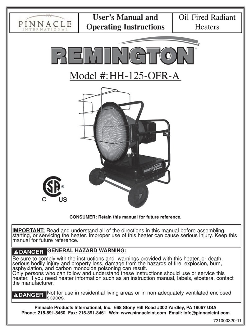 Pinnacle International HH-125-OFR-A User's manual and operating instructions