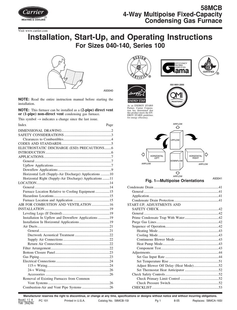 Carrier 58MCB Installation, start-up, and operating instructions