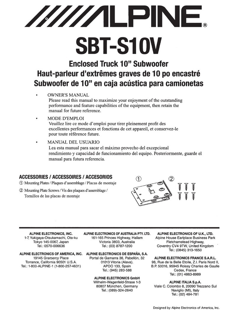 Alpine SBT-S10V User manual