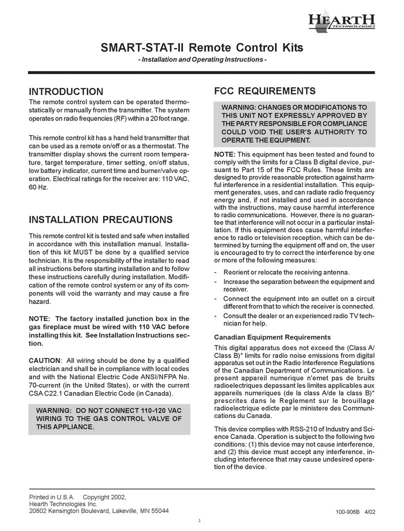 Hearth Technologies SMART-STAT-II Installation and operating instructions