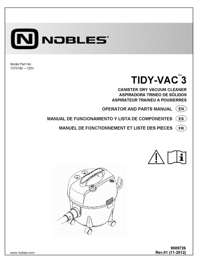 Nobles TIDY-VAC 3 1070196 Operator and parts manual