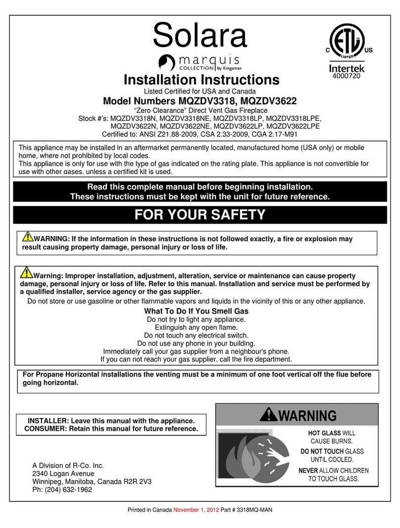 Marquis Solara MQZDV3318 installation instructions