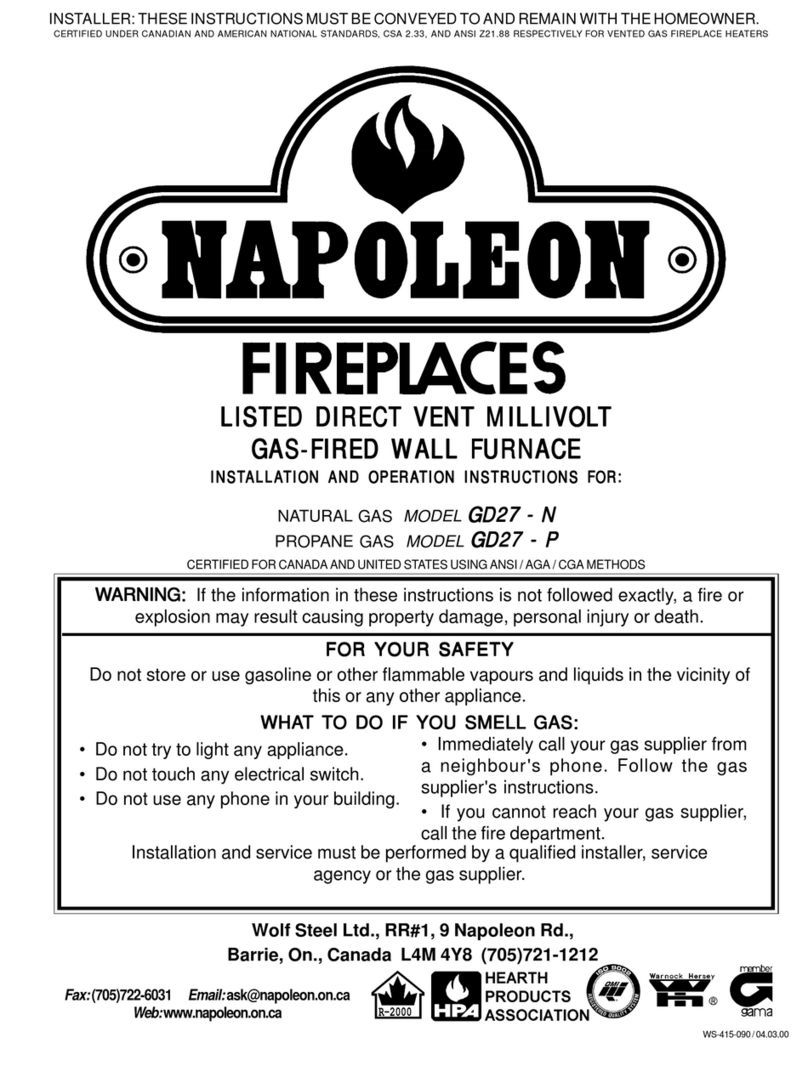 Napoleon GD27 - N Installation and operation instructions