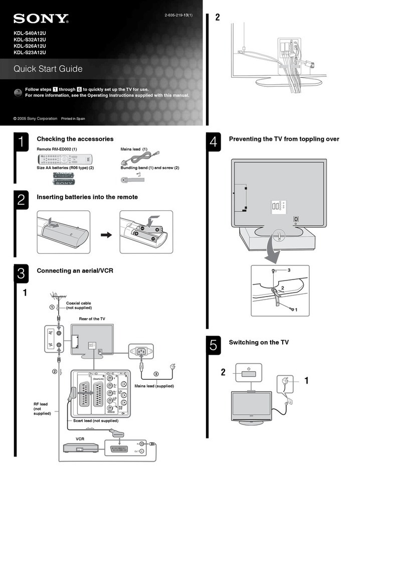 Sony Bravia KDL-S40A12U quick start guide