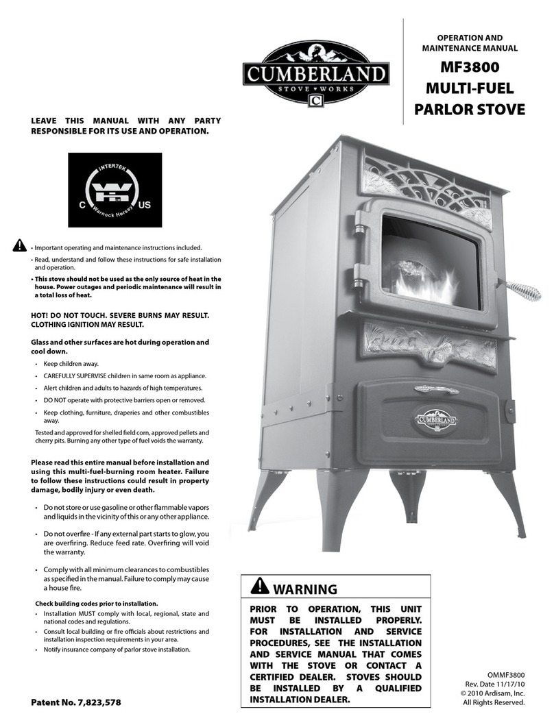 Cumberland Stove Works MF3800 Operation and maintenance manual