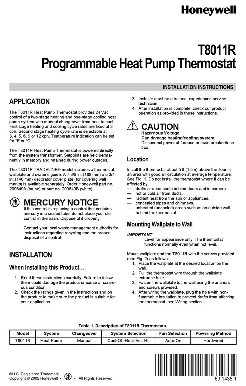 Honeywell TRADELINE T8011R User manual Honeywell TRADELINE T8011R User manual