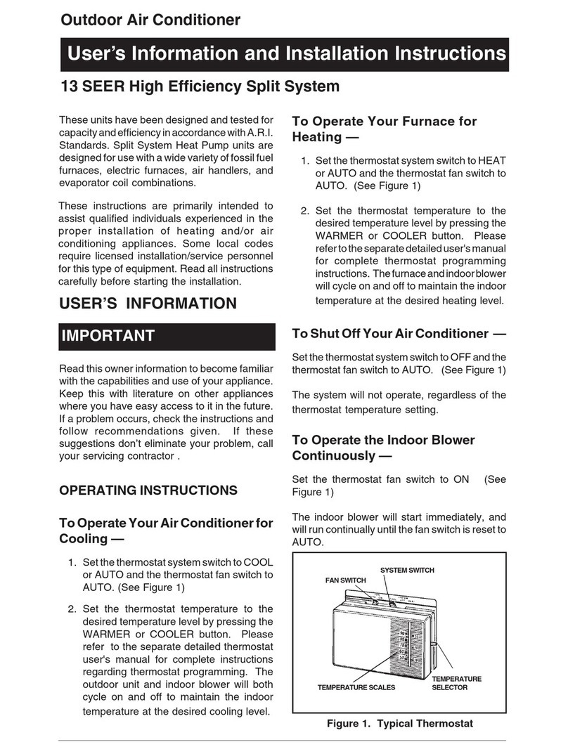 Nordyne 13 SEER Operation manual