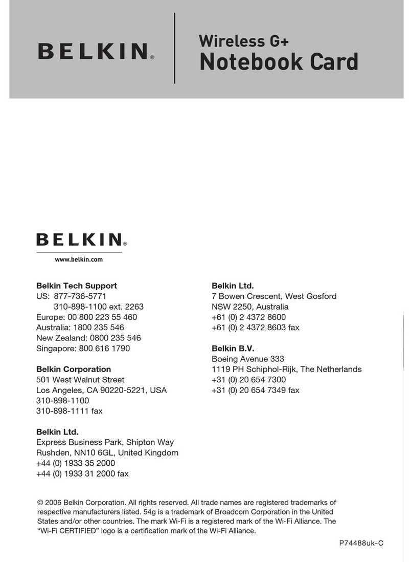Belkin Wireless Gplus Notebook Card User manual