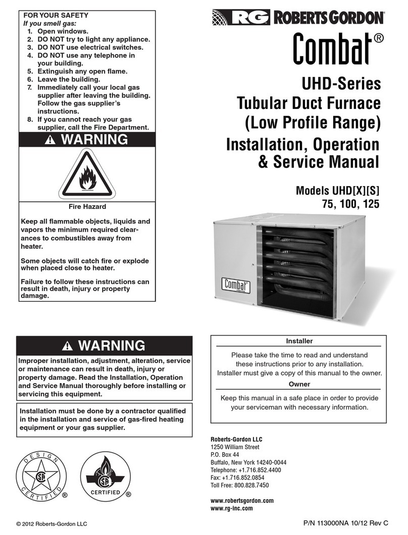 Roberts Gorden UHX 100 Series Installation & operation
