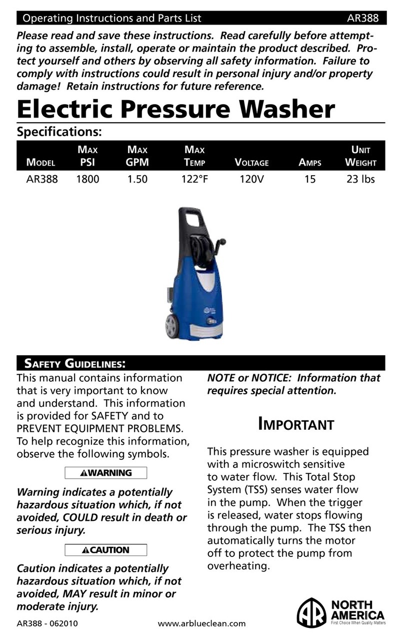 A.R.North America AR388 Operating instructions and parts list