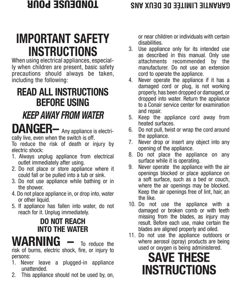 Conair GMT101WBC User manual Conair GMT101WBC User manual