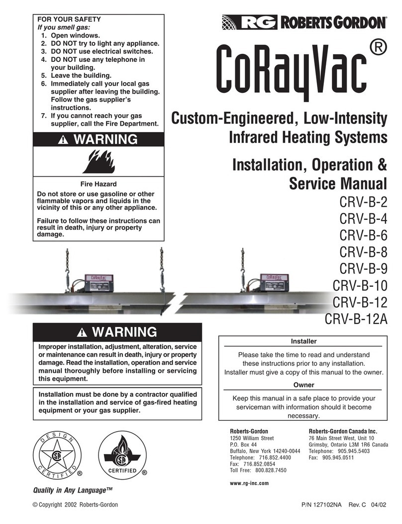Roberts Gorden CoRayVac CRV-B-2 Installation, operation & service manual Roberts Gorden CoRayVac CRV-B-2 Installation, operation & service manual
