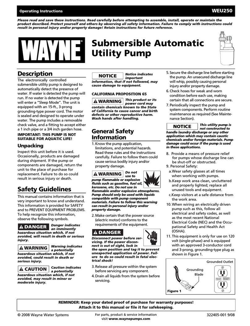 Wayne WEU250 operating instructions Wayne WEU250 operating instructions