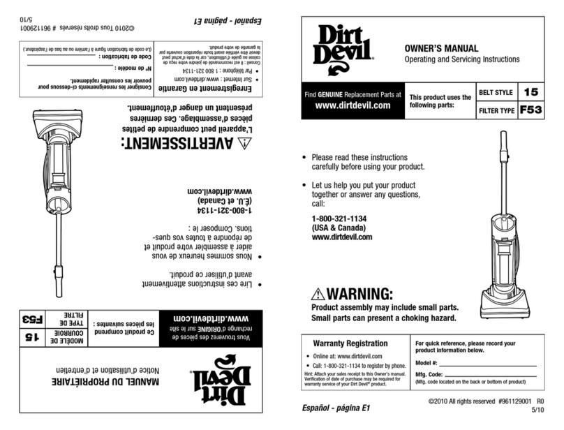 Dirt Devil Vacuum Cleaner owner's manual