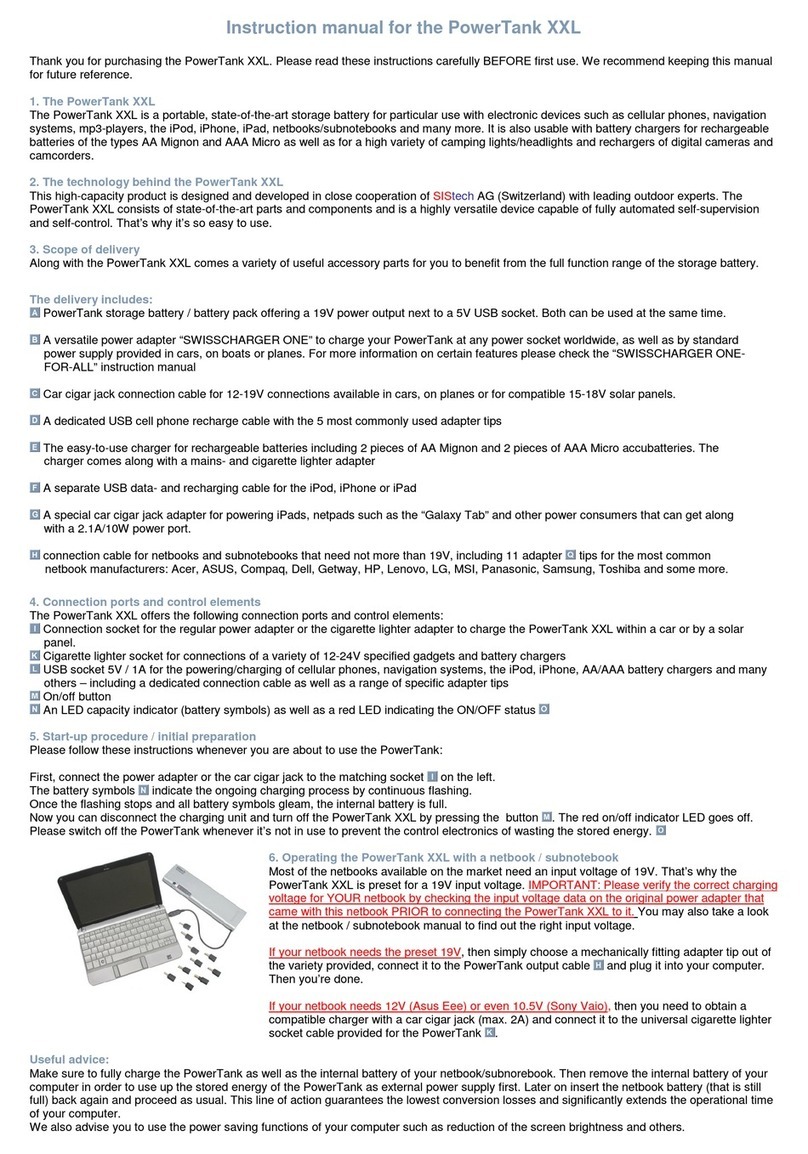 Sistech PowerTank XXL instruction manual