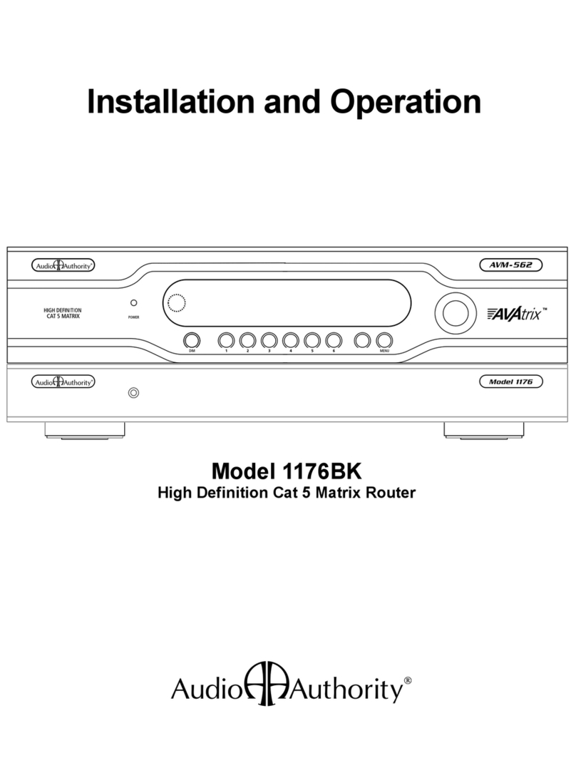 Audio Authority AVAtrix 1176BK Installation and operation