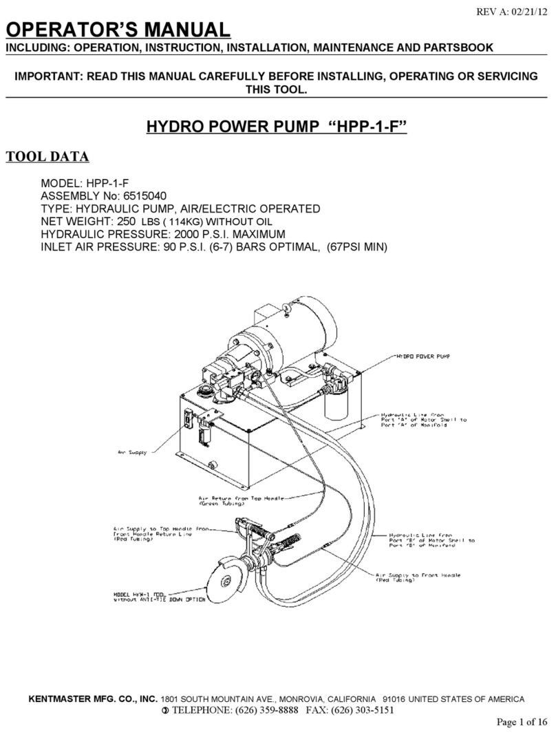 KENTMASTER HPP-1-F Operator's manual KENTMASTER HPP-1-F Operator's manual