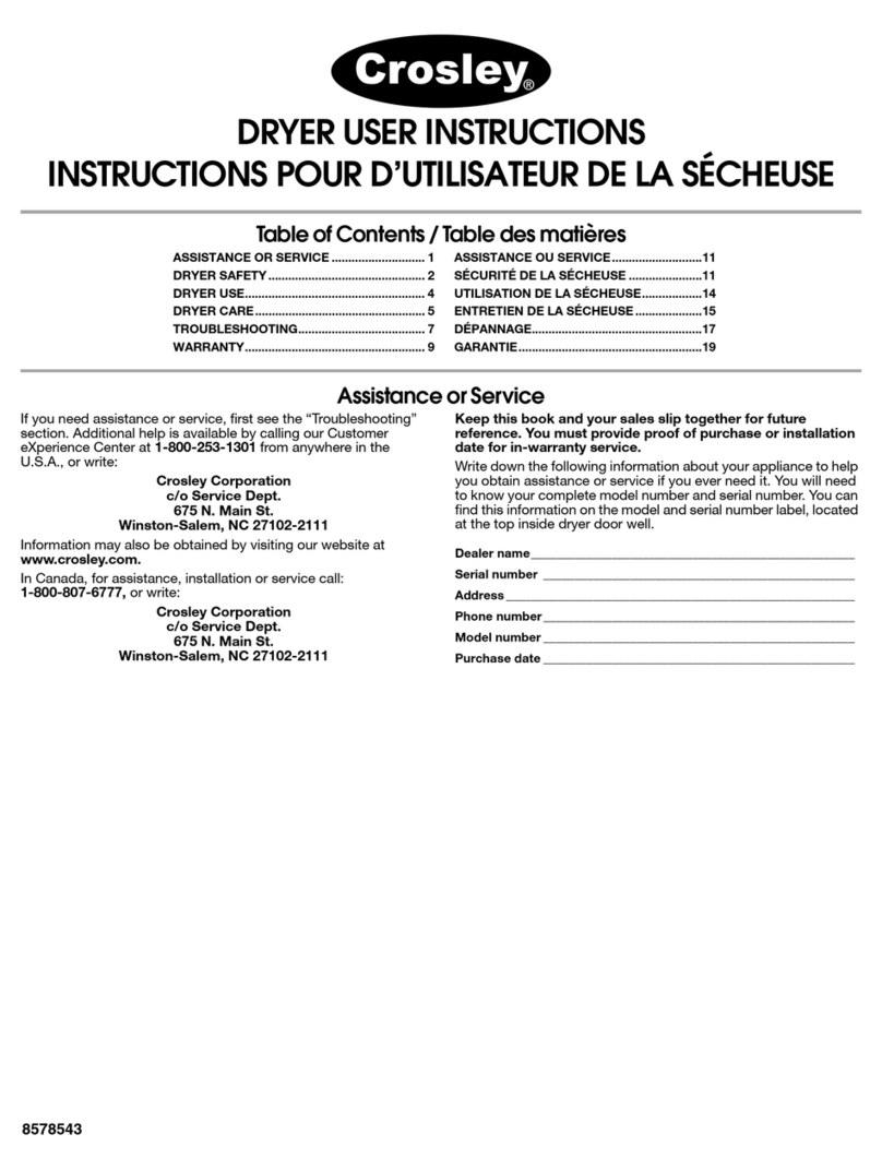 Crosley DRYER User manual