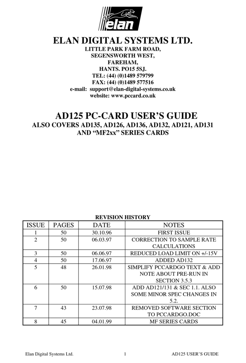 ELAN DIGITAL SYSTEMS AD135 user guide ELAN DIGITAL SYSTEMS AD135 user guide