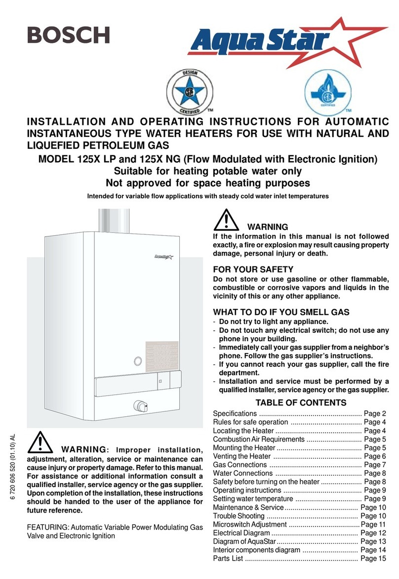 Bosch AquaStar 125X LP Installation and operating instructions Bosch AquaStar 125X LP Installation and operating instructions