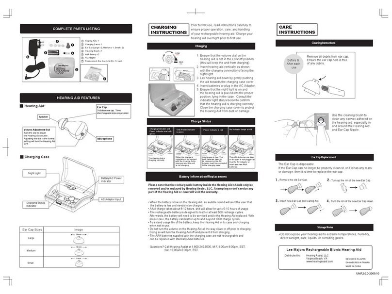 Hearing Assist Lee Majors Rechargeable Bionic operating instructions Hearing Assist Lee Majors Rechargeable Bionic operating instructions
