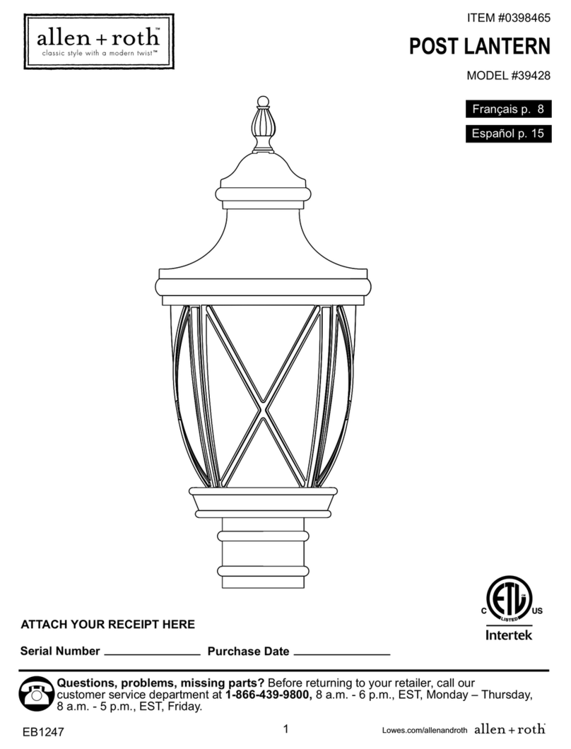 Allen + Roth 398465 Installation and operation manual Allen + Roth 398465 Installation and operation manual