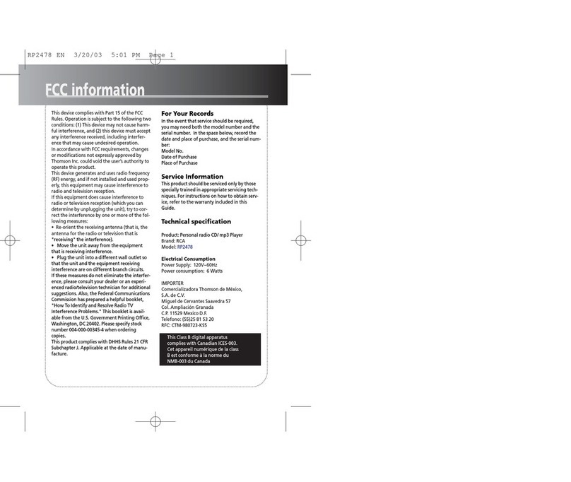 RCA RP2478 User manual RCA RP2478 User manual