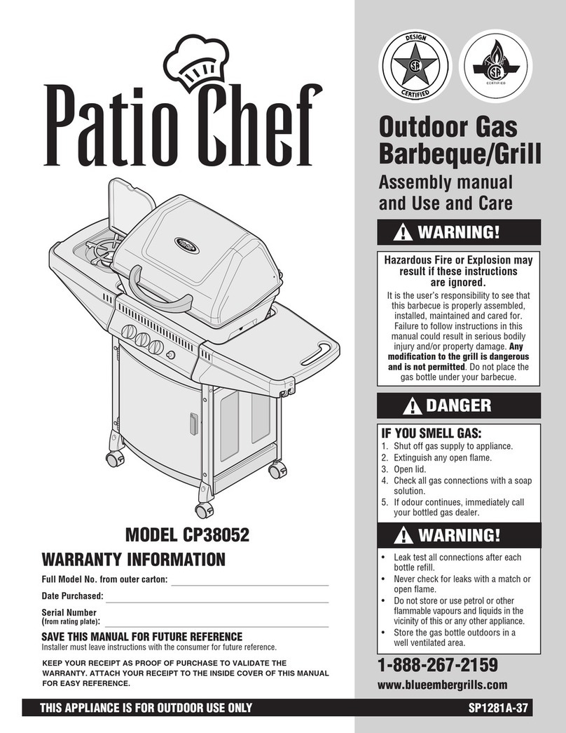 Patio Chef CP38052 Assembly manual and use and care