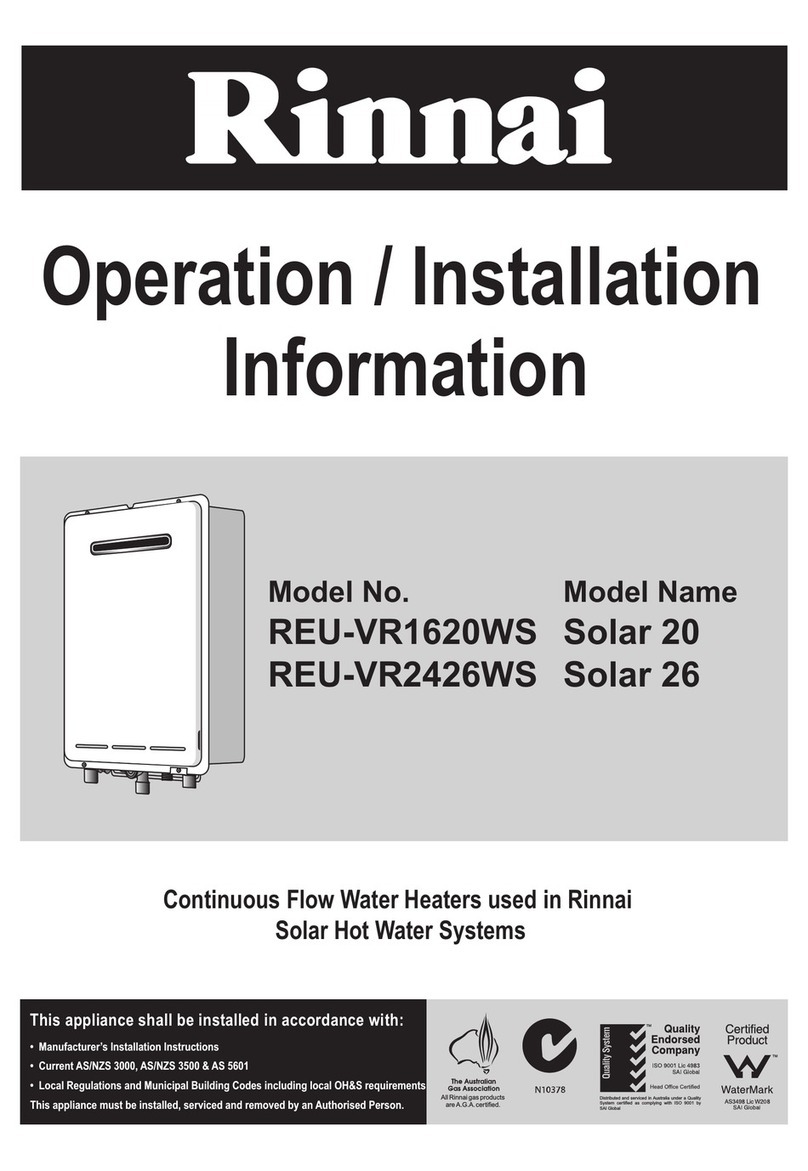 Rinnai REU-VR1620WS Solar 20 User manual