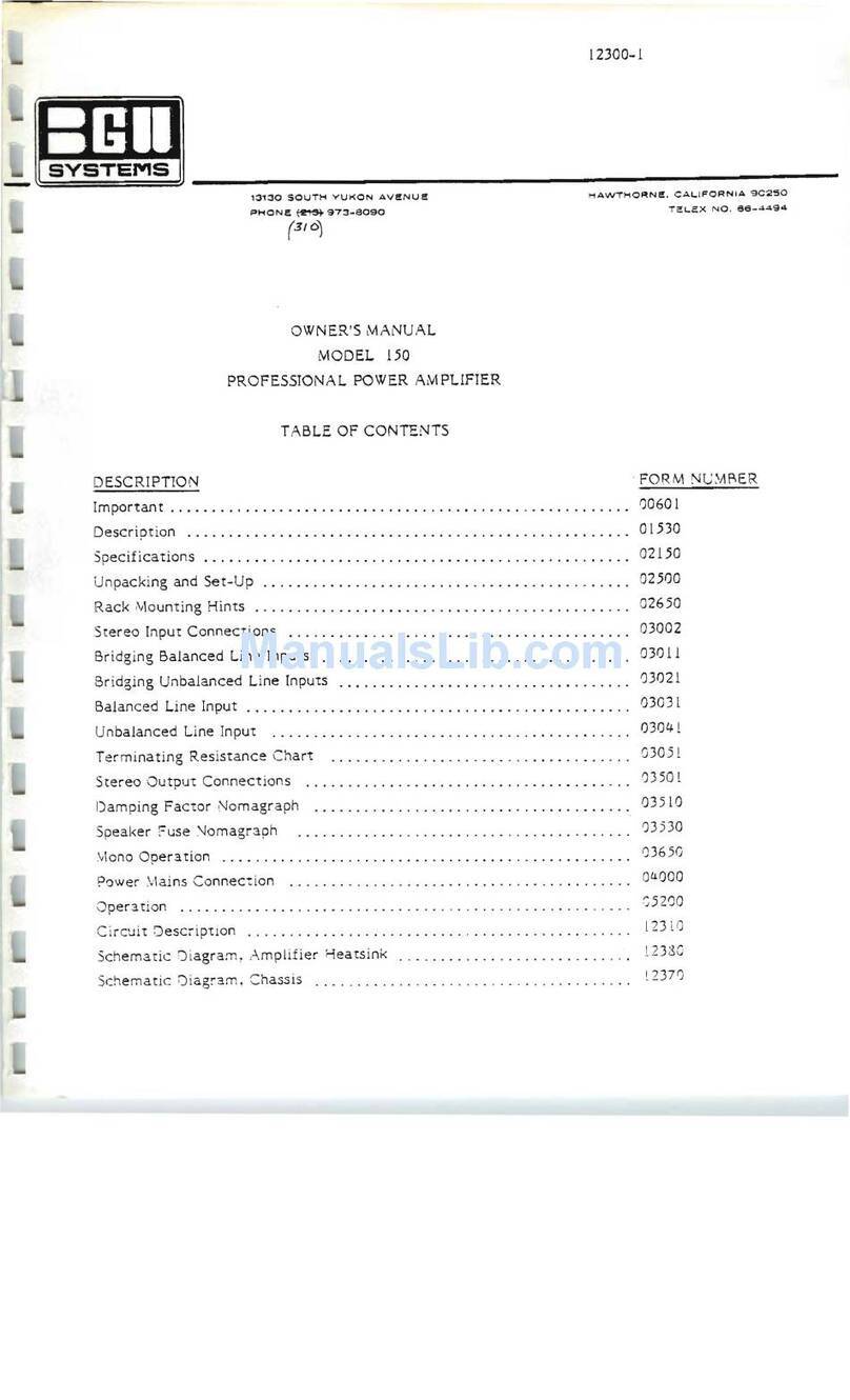 BGW 150 owner's manual