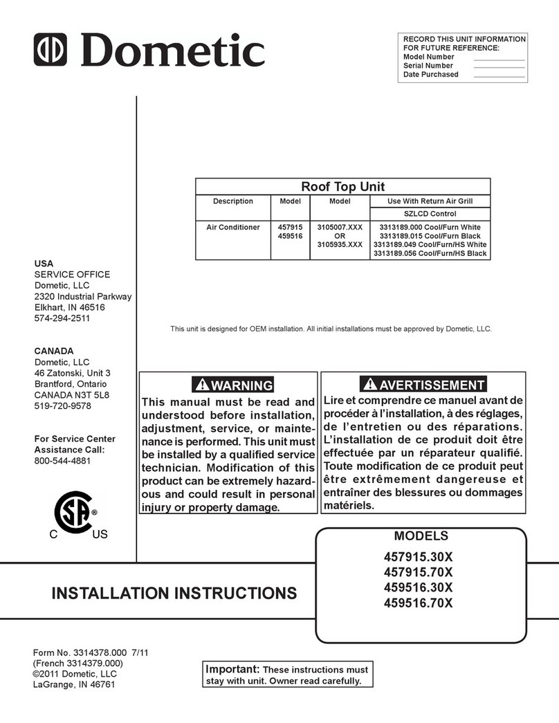Dometic 457915.30X installation instructions
