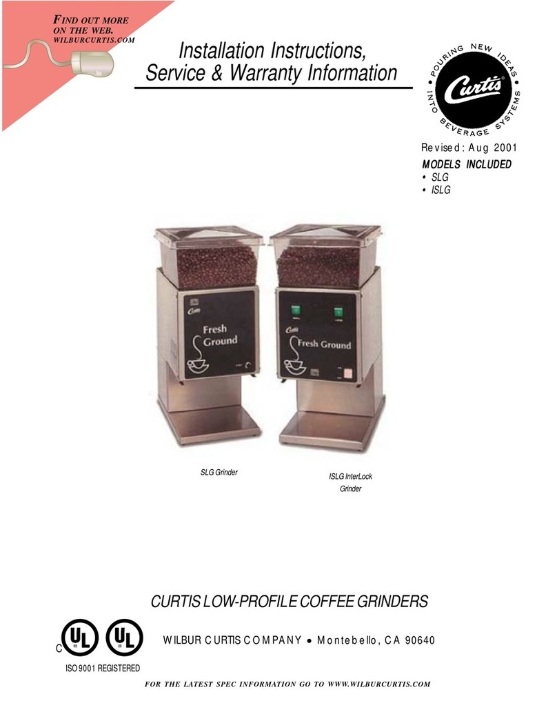 Curtis SLG Installation instructions, service & warranty information