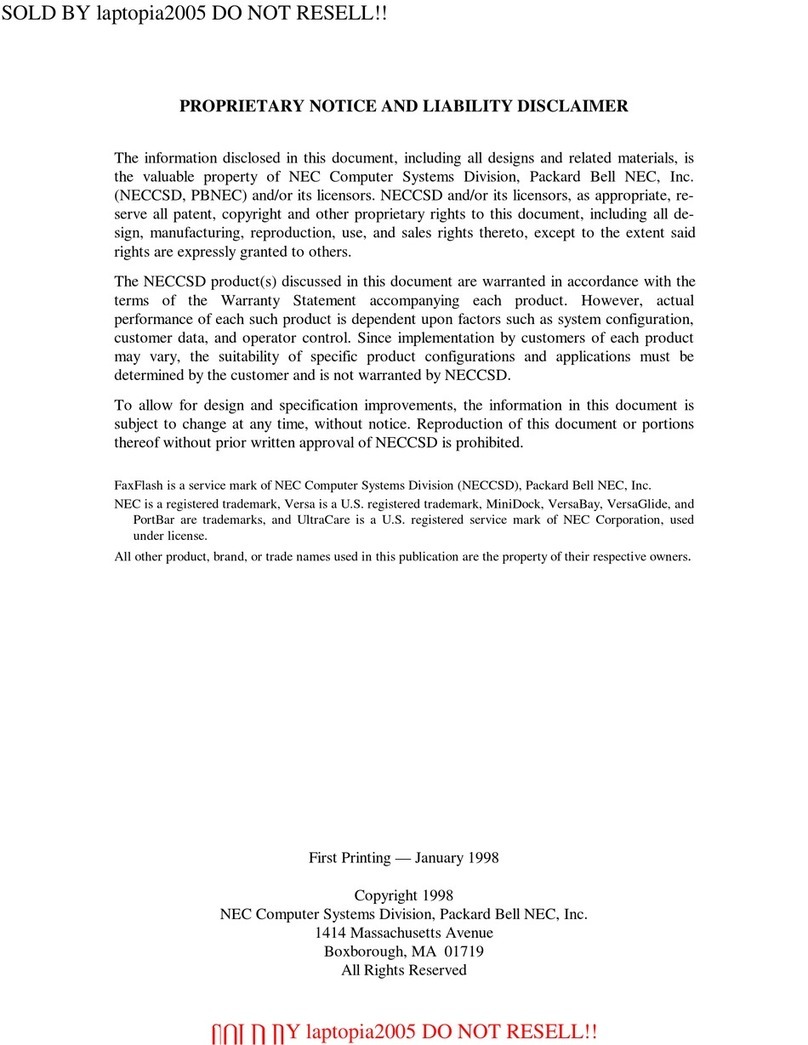 NEC VERSA 6220 - SERVICE User manual