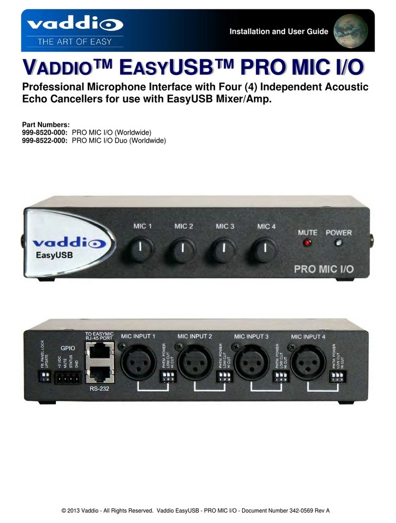 VADDIO EASYUSB PRO MIC I/O Installation and user guide