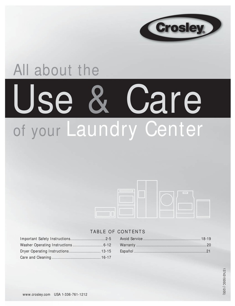 Crosley Laundry Center User manual