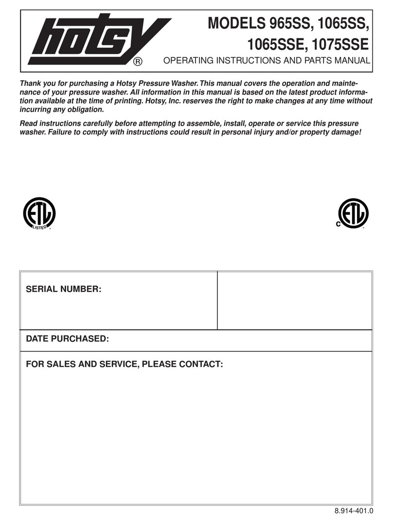 Hotsy 965SS Operating and parts manual