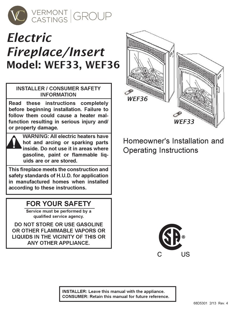 Vermont Castings WEF33 Homeowner's installation and operating instructions