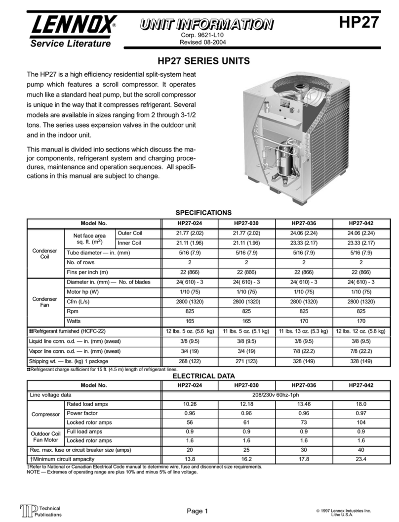 Lennox HP27?024 Installation and operation manual
