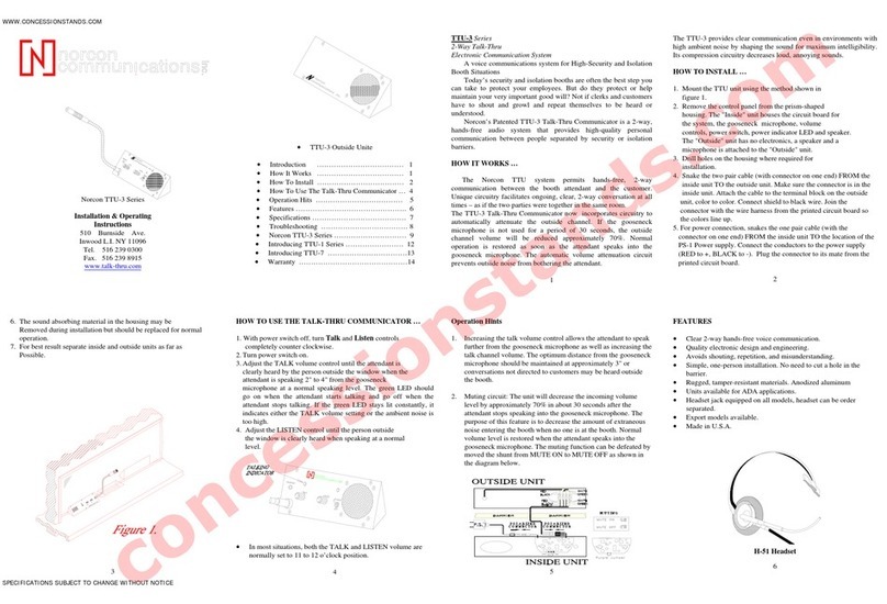 Norcon Communications TTU-3 Series Installation & operating instructions