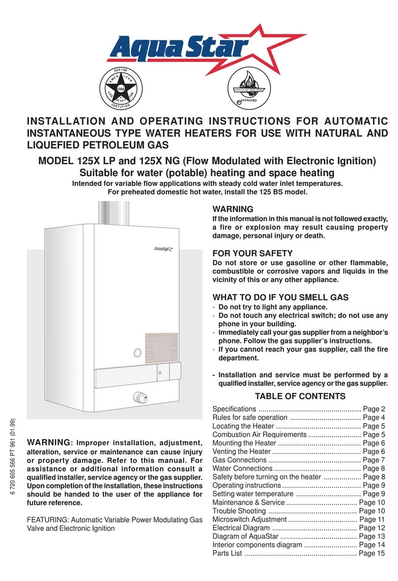 AquaStar 125X LP Installation and operating instructions AquaStar 125X LP Installation and operating instructions