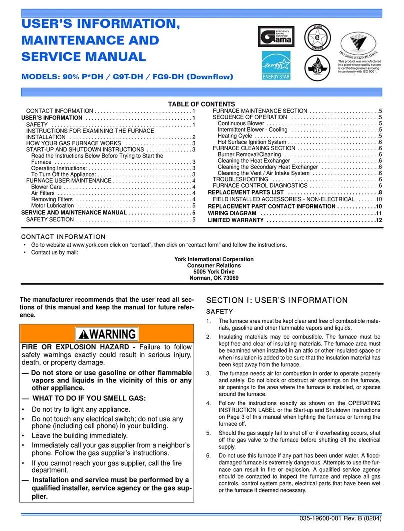Unitary products group 90% P DH User's information, maintenance and service manual Unitary products group 90% P DH User's information, maintenance and service manual