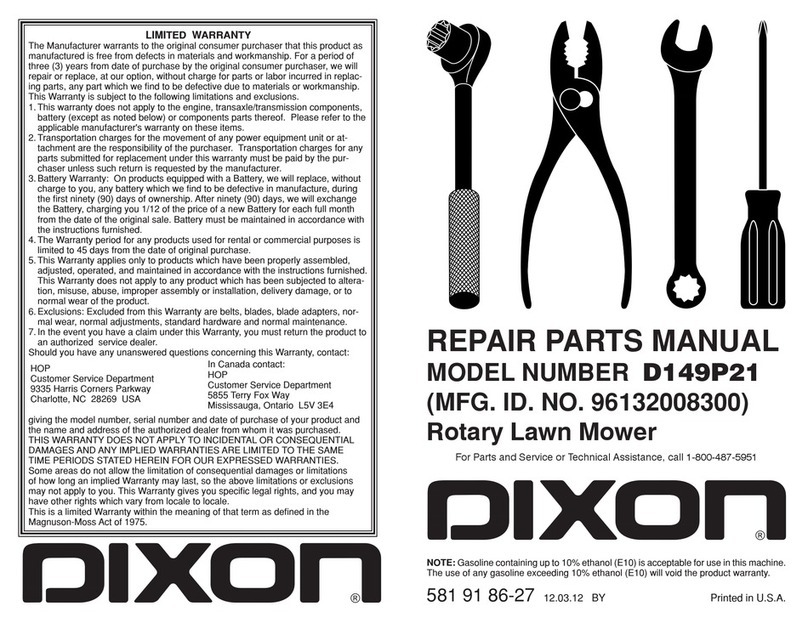 Dixon D149P21 Owner's manual