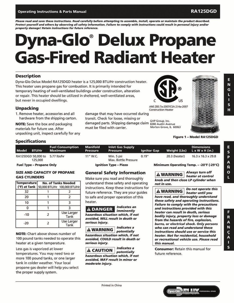 Dyna-Glo RA125DGD Service manual