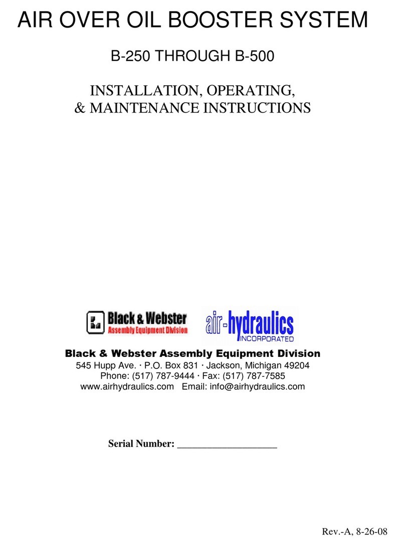 Black & Webster B-250 Installation, operating,  & maintenance instructions