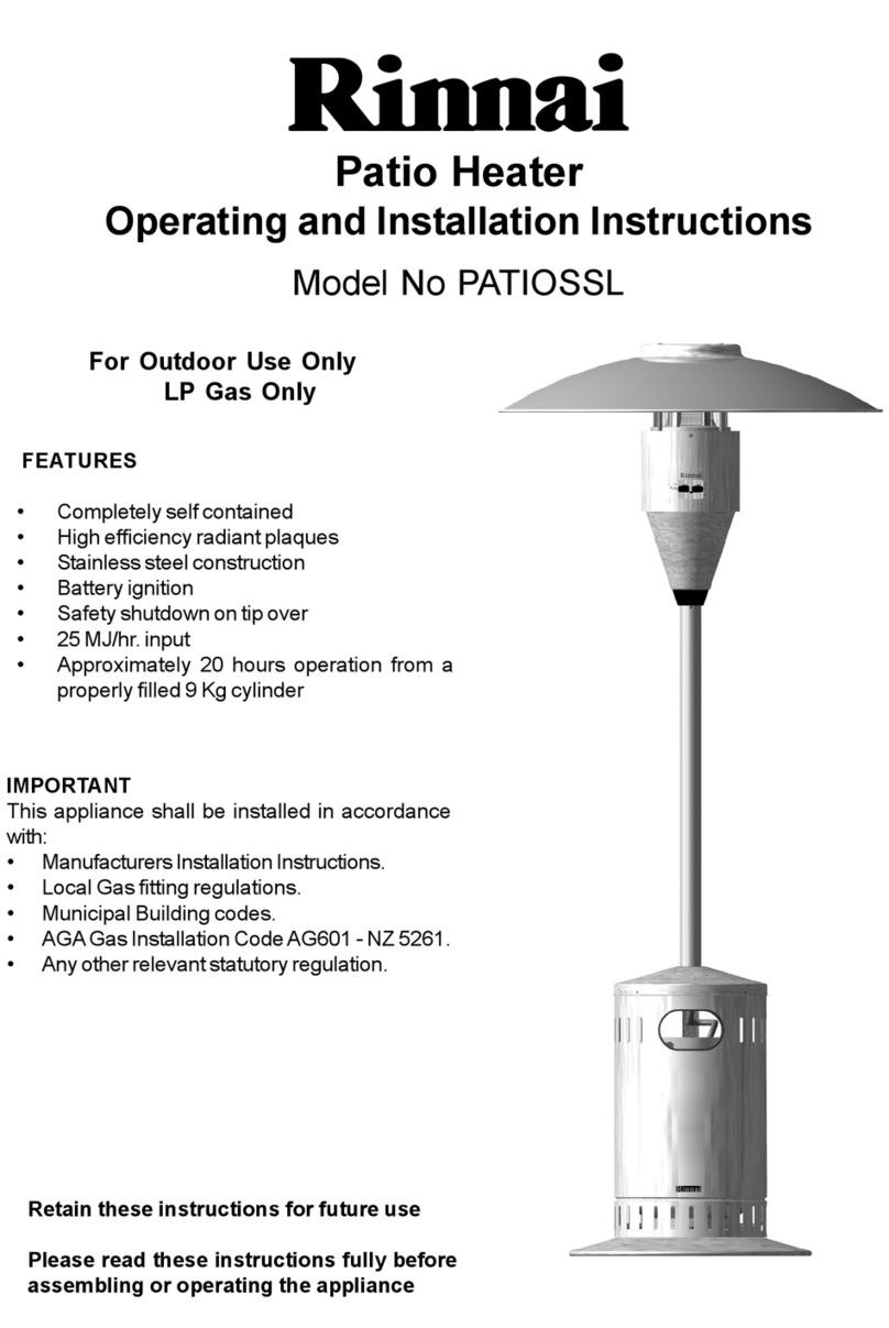 Rinnai PATIOSSL Operating and installation instructions